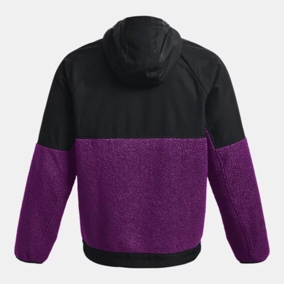 Under Armour Mission Boucle Andrack Hooded Jacket Coat Size L Black Purple - Picture 2 of 9